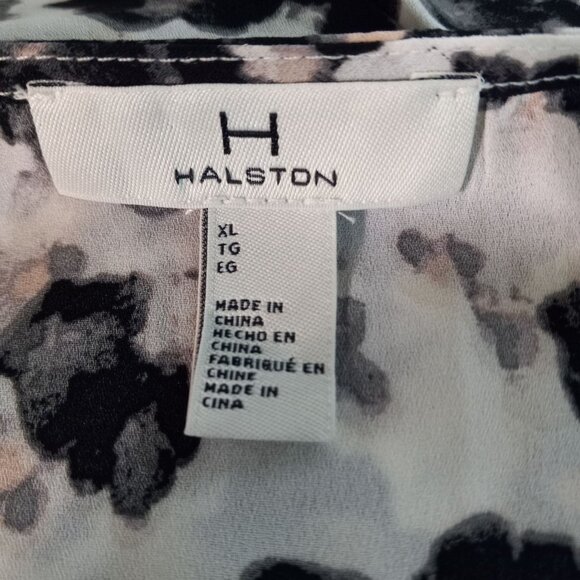 Halston Womens Black & White Floral Sleeveless Blouse XL - Picture 7 of 9